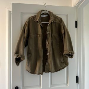 Zara Olive Denim Jacket